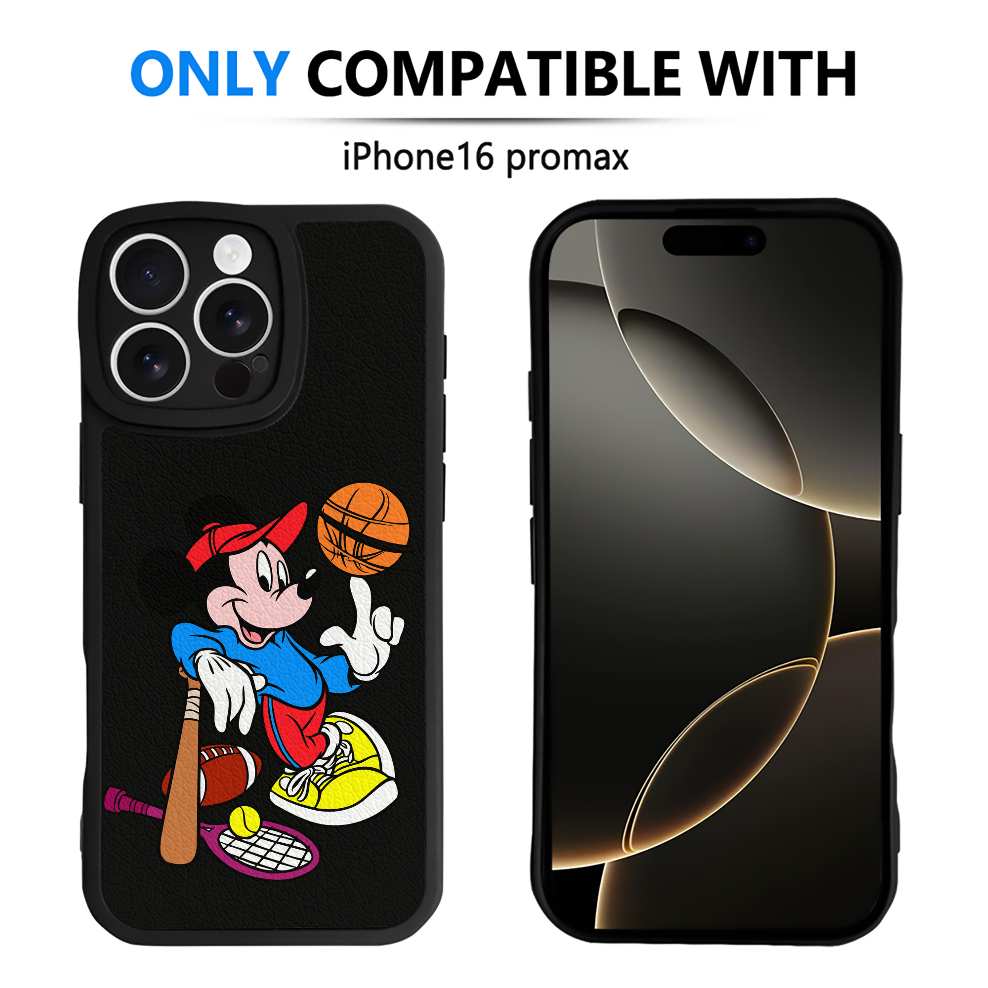 （画像用） ミッキーマウス Mickey Mouse 【iPhone 16シリーズ対応】シリコンスマホケース（レザー調） 材質：シリコン